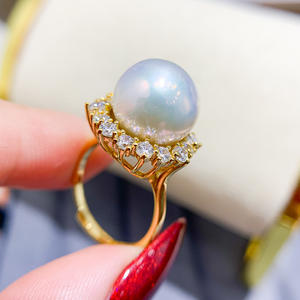 Juego de Accesorios de Plata de Ley S925 para Perlas DIY 9332, Anillo de Oro y Plata y Soporte para Pendientes, Joyería de Diamantes Puros - Product Image 1