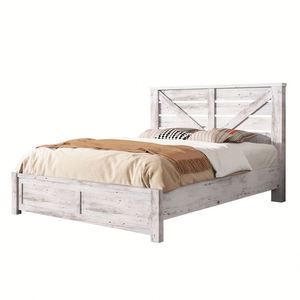 Base de Cama de Madera Maciza de Roble Estilo Rústico Francés con Cabecero Tapizado en Lino, Cama Plataforma Tamaño Queen/King para Dormitorio - Product Image 2