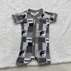 Peleles de bambú personalizados de verano 95% bambú 5% Spandex pijamas de bebé con cierre de cremallera cómodos Shorties para bebés - Product Image 3