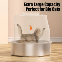 Bac à litière pour chat en acier inoxydable robuste, de type pot, grande capacité, à trois niveaux, entièrement ou semi-fermé, avec pelle