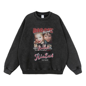 Sudadera con Capucha de Algodón Lavado con Diseño de Personajes Estampados con Tinta de Flores, Estilo Vintage para Otoño/Invierno, con Retrato de Grupo - Product Image 3
