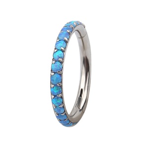 ASTM F136 titane anneaux opale pavé charnière Septum anneau nez ongle lèvre anneau corps Piercing bijoux - Product Image 1