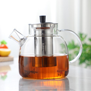 玻璃茶壶双酚a免费高硼硅手工透明透明经典食品级不锈钢浸泡蜡烛取暖器 - Product Image 1