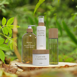 Tre bao bì mỹ phẩm bơm phun gỗ vít nắp rỗng Matte đen nhựa pet chai 30 50 60ml 100ml 200ml 250 500 1000 - Product Image 4