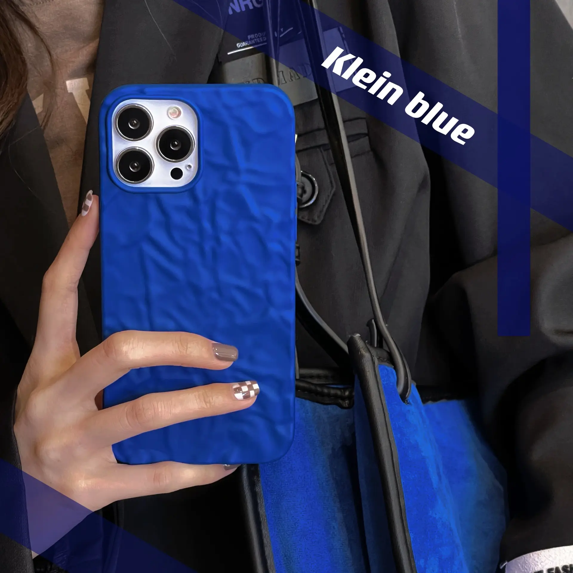 חדש עיצוב קליין כחול אישיות תוספות קפלים גבוהה סוף 3d נוזל סיליקון מקרי טלפון סובלימציה עבור iphone13proXs Apple 12 8P