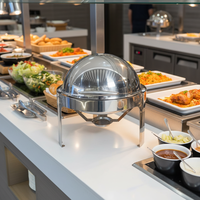 Edelstahl 6L Brennstoffbeheizter Runder Catering-Buffet-Wärmer, Kommerzieller Hotel-Restaurant Speisenwärmer