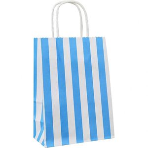 Petits sacs cadeaux rayés avec poignées en papier kraft pour Noël, anniversaires, mariages et fêtes, sacs en papier pour entreprises - Product Image 1