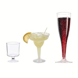 Flûtes à champagne en plastique transparent jetables avec pied pour les célébrations de mariage - Product Image 4