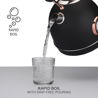 Ketel Listrik Stainless Steel 1.8L 2200W Desain Baru Tanpa Kabel dengan Termometer, Mati Otomatis, dan Alas Putar 360 Derajat untuk Teh