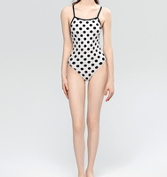 Traje de Baño Enterizo de Una Pieza con Tirantes Finos y Estampado de Puntos para Mujer, a Prueba de Fugas, para Flujo Abundante, Tallas Grandes, OEM, ODM, Logotipo Personalizado, para Playa