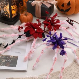 Halloween Skeleton Hand DIY Pipe Cleaner Kit Handmade Spider Lily Bracelet Hair <b>Clip</b> Chenille Stem Craft Material Pack - Product Image 1