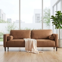 Mid-Century Dekor-Sofa für Wohnzimmer Kunstleder-Couch mit Tiefsitz 3-Sitzer Heimsofa für Büro Schlafzimmer Apartment