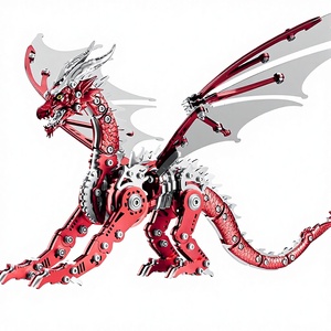 Kit Modello Puzzle 3D in Acciaio Inossidabile di Pterosauro, Scultura Meccanica Steampunk per Adulti, Decorazione per Ufficio e Regalo (Rosso) - Product Image 1