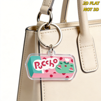 Porte-clés en acrylique Puccho Pastèque & Pois, pendentif rectangulaire double face avec anneau métallique, accessoire mignon sur le thème de l'été
