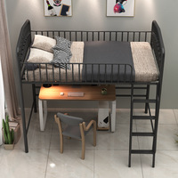 Garde-corps de bureau pour lit loft moderne avec cadre entièrement en métal Mobilier de chambre à coucher en bois et acier ajustable noir pour hôtels, écoles et appartements