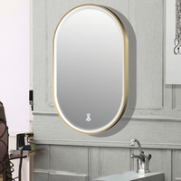 Miroir de salle de bain minimaliste LED anti-buée IP44 moderne, mural, ovale, éclairé