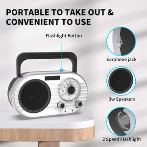 Digital AM FM <b>Radio</b> Stereo Rechargeable Big Speaker Wireless <b>Shortwave</b> <b>Radio</b> with LED Flashlight for Outdoor Travel Home Use - Product Image 4