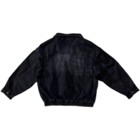 Veste en jean vintage courte pour homme avec fermeture éclair, poches cargo grandes, ourlet élastique, noir délavé, streetwear, vêtement d'extérieur hiver