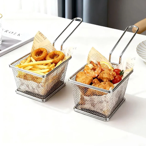 Papas fritas y aperitivos que sirven pollo frito patatas cesta de red de metal para <span class=keywords><strong>restaurante</strong></span> occidental - Product Image 1