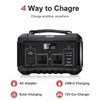 Station électrique portable 650W compatible panneau solaire MPPT, 220V, onde sinusoïdale pure, batterie LiFePO4, batterie externe, lampe torche, extérieur