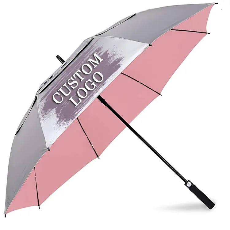 High Quality Customsized 8k Windproof Carbon Fiber Promotion Auto Open Straight 68 Inch Golf Umbrella With Printed Logo