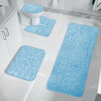 Tapis de bain Benyi en microfibre avec mousse à mémoire de forme, tapis de bain en pierre de galets, tapis de toilette, ensemble de tapis de salle de bain, ensemble de 3