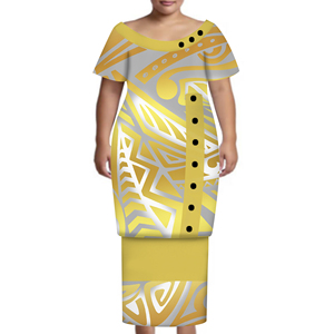 Nouveau Tonga Design femmes à manches courtes tenue décontractée personnalisé polyénésien Puletasi avec bouton <span class=keywords><strong>robe</strong></span> <span class=keywords><strong>grande</strong></span> <span class=keywords><strong>taille</strong></span> Samoan vêtements 2 pièces - Product Image 1