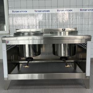 VICTORY Personnalisé en Acier Inoxydable Gamme Kwali Deux Brûleurs à Gaz Snack Cart Ensemble de Cuiseur à Thé et Nouilles pour Hôtels et Restaurants - Product Image 1