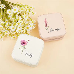 Customized Logo Portable PU Leather Zipper Closure Square Jewelry <b>Gift</b> <b>Box</b> Fashion Necklace <b>Earrings</b> Women Carton Packaging <b>Box</b> - Product Image 3