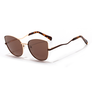 Gafas de sol tipo ojo de gato, montura metálica completa, lentes marrones, protección UV400, unisex, para adultos y mujeres - Product Image 1