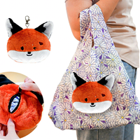 Jouet en peluche porte-clés avec sac écologique fermeture éclair renard peluche conception pliable sac à provisions sac d'épicerie personnalisé
