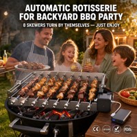 Support de brochettes motorisé automatique pour rôtissoire, rotatif pour kebab, accessoire de barbecue extérieur au charbon de bois