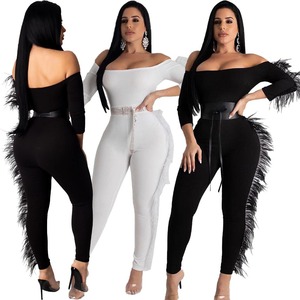 Partito <span class=keywords><strong>sexy</strong></span> off spalla di pelliccia di tuta <span class=keywords><strong>abbigliamento</strong></span> donna 2019 - Product Image 1