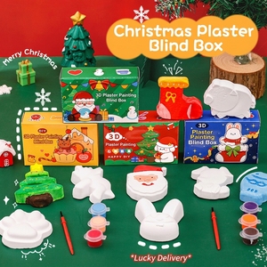 Kit de peinture sur plâtre DIY de Noël, boîte surprise, figurines 3D de Père Noël et bonhomme de neige à colorier, cadeau artisanal <span class=keywords><strong>pour</strong></span> enfants, vente <span class=keywords><strong>en</strong></span> gros - Product Image 1