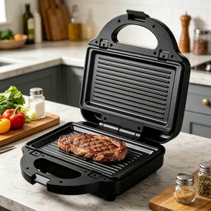 Grille de petit-déjeuner électrique 3 en <span class=keywords><strong>1</strong></span>, double plaque chauffante, gril à gaufres antiadhésif, cuisinière d'intérieur pour faire des sandwichs, des steaks et des burgers - Product Image 5