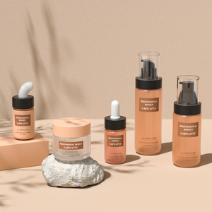 Flacon pompe airless <span class=keywords><strong>beige</strong></span> 100ml 150ml personnalisé vide pour soins de la peau, emballage plastique pour lotion, sérum, tonique avec pompe cosmétique - Product Image 4