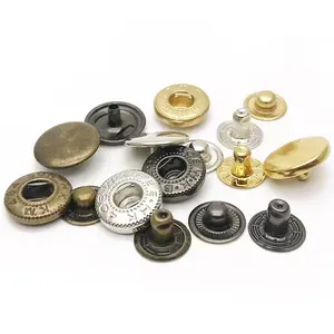 Custom 4 Part Metal Fastener Solid Brass Snap Button With Logo for Garment Hat Bag