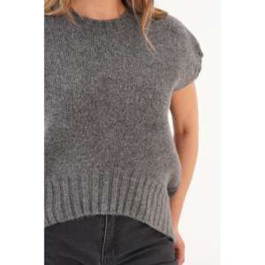 Pull en maille à col rond gris pour femmes en gros - Product Image 1