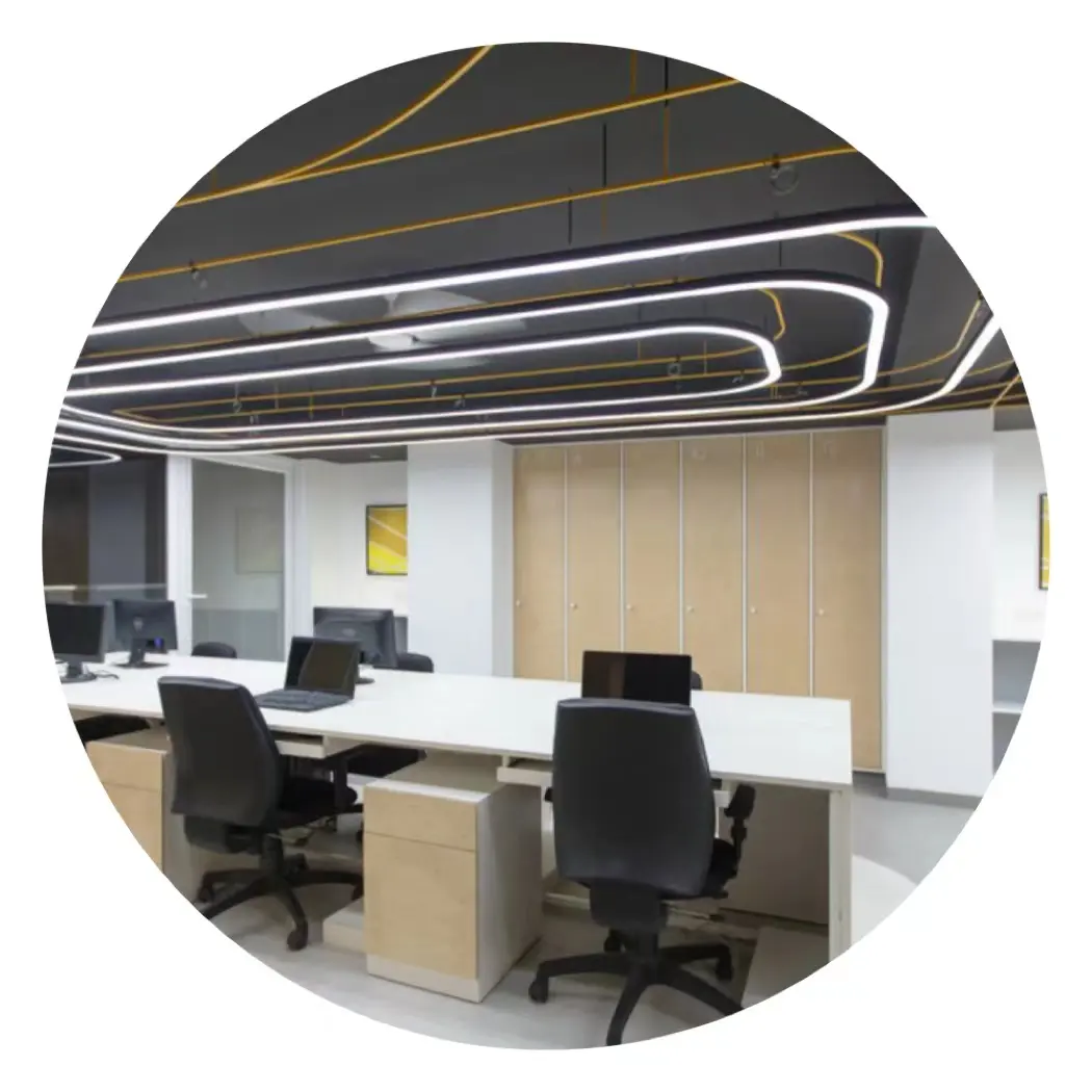 OEM/ODM Architectural Project Lighting Recessed LED Circular Fixture Office LED Linear Strip Bar Light Linkable Trunking Pendant