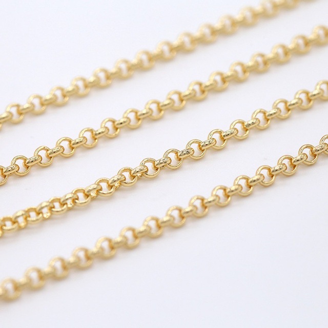High Quality Fashion 14K Gold Plated O Link Cable Chain Findings Rolo Chains DIY Permanent Jewelry Making Accessories