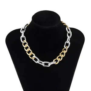 Hip Hop Cubano Blocco Choker Della Collana Del Pendente Delle Donne Degli Uomini Dell'annata di Colore Della Miscela di Alluminio Della Collana Della Catena Gioielli Estetica