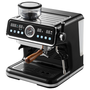 Machine à expresso avec moulin intégré, contrôle de la température, design rétro en acier inoxydable, manomètre, buse vapeur - Product Image 2