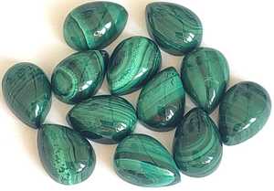 Lot de 5 cabochons en malachite naturelle en forme de poire 4x6mm pour la fabrication de bijoux – Vente flash Inde - Product Image 3