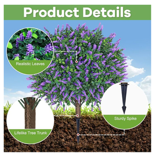 OH ARTS Boule de lavande artificielle résistante aux UV, fausse plante grimpante violette avec piquet de fixation pour extérieur, intérieur, maison et jardin - Product Image 3