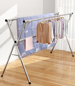 Load Capacity <strong>Clothing</strong> Garment Racks <strong>Heavy</strong> <strong>Duty</strong> Double <strong>Rails</strong> Adjustable Collapsible Clothes Rack - Product Image 2