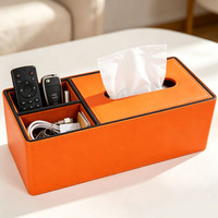 Boîte à mouchoirs multifonctionnelle en cuir PU imperméable avec logo imprimable, fond magnétique, organisateur de télécommandes, pour hôtel