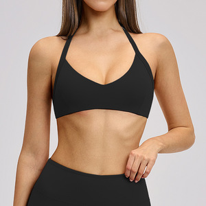 Soutien-gorge de sport pour femme à col halter, rembourré, dos évidé, brossé, pour yoga, gym et fitness EWX4201 - Product Image 1
