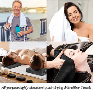 Venta al por mayor logotipo personalizado bordado gimnasio negro blanco microfibra fuerte absorbente salón spa deporte personalizar toalla - Product Image 4