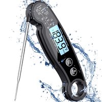 Termometer Daging Digital LCD ABS Terbaru dengan Probe Lipat, Bacaan Instan untuk Dapur, BBQ, Rumah Tangga, Layar Bercahaya, Baterai Termasuk