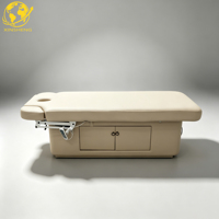 Table de massage électrique moderne en cuir PU, réglable, motorisée, pour soins du visage, avec trou pour le visage et rangement, idéale pour salon de beauté et spa